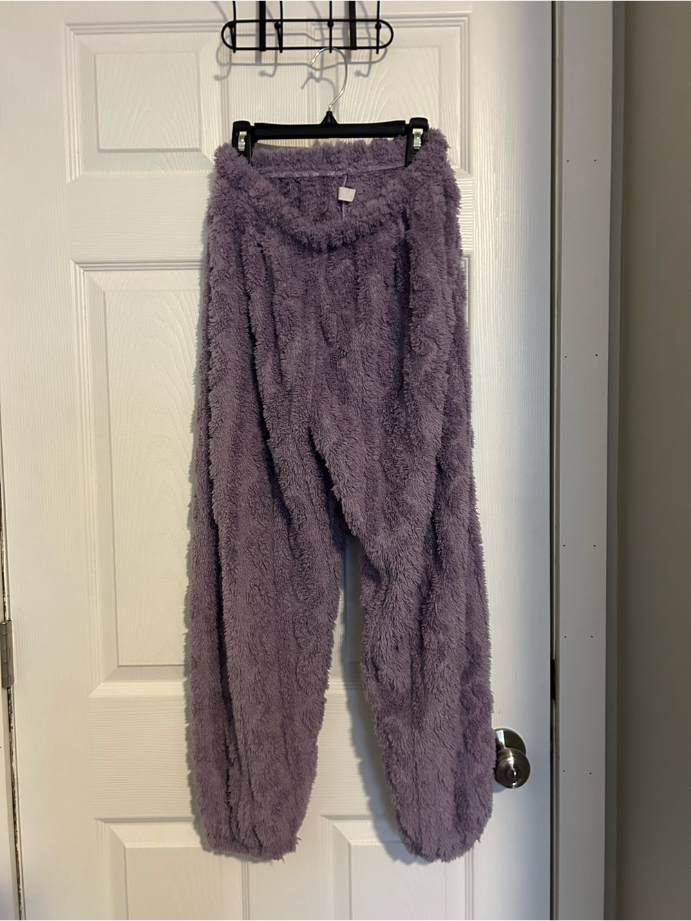 Plush Lavender Fuzzy Jogger Pants for Women